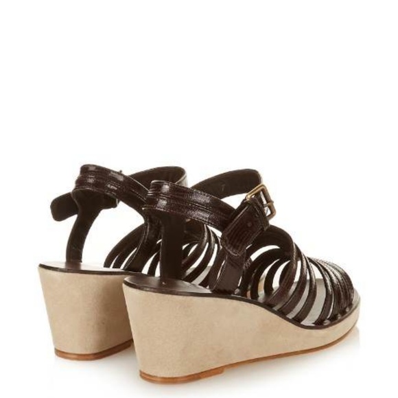 A.P.C. Rania Wedge Croc Suede Wedge Caged Platform - Picture 5 of 8